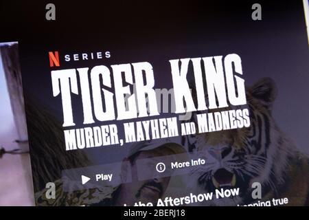 NAMPA, IDAHO - 14 APRILE 2020: Tiger King un popolare spettacolo su netflix Foto Stock