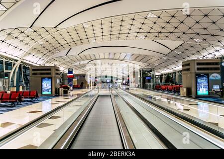 Interni di design nell'Aeroporto Internazionale di Hong Kong. Foto Stock