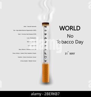 Mondo No Tobacco Day infografica sfondo design.World No Smoking Day typographical design elements.May 31st World no Tobacco Day.No Fumatura Day Awa Illustrazione Vettoriale