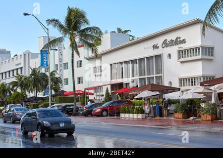 Catalina Hotel and Beach Club su Collins Avenue a South Beach, Miami, Florida, USA, Wet Foto Stock
