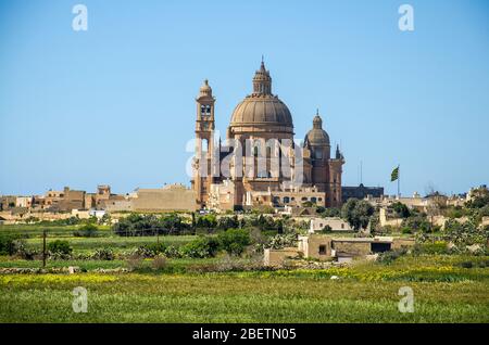 Chiesa di San Giovanni Battista Rotunda nel villaggio di Xewkija sull'isola di Gozo, Malta Foto Stock