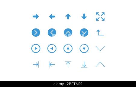 impostare per icone freccia simbolo, set vettore, set freccia, pulsanti freccia. Illustrazione Vettoriale