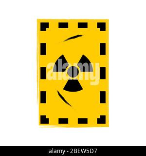 Poster di grunge radioattivo. Illustrazione vettoriale del segno su sfondo giallo grunge. Può essere usato come poster, carta da parati, t-shirt design. Illustrazione Vettoriale