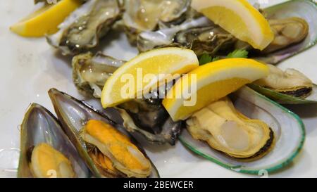 cucina e piatti oyster Foto Stock