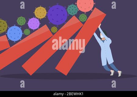 Il medico mantiene la caduta dei domi. Illustrazione Vettoriale