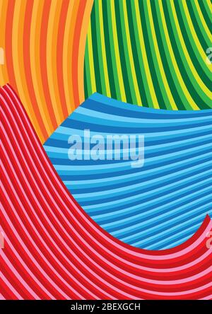 Illustrazione vettoriale dello sfondo della curva a onda colorata. Illustrazione Vettoriale