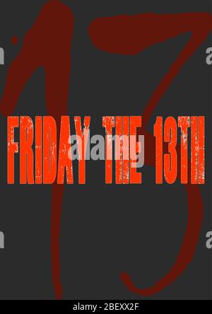 Modello per il testo della data venerdì 13. Halloween. Orrore. Inserire il testo. Immagine di sfondo. Inserire il testo. Data calendario. Poster. Opuscolo. Pro Illustrazione Vettoriale