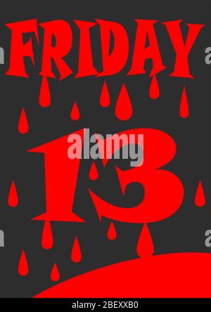 Modello per il testo della data venerdì 13. Halloween. Orrore. Inserire il testo. Immagine di sfondo. Inserire il testo. Data calendario. Poster. Opuscolo. Pro Illustrazione Vettoriale