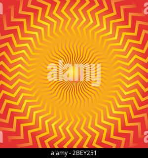 sfondo con zigzag, linee geometriche sotto forma di raggi solari su sfondo giallo. Modello per il testo Illustrazione Vettoriale