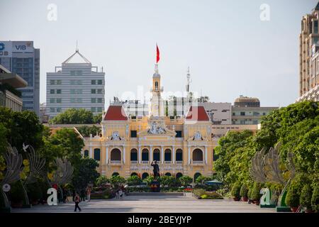 Il Municipio di ho Chi Minh una volta era il Municipio di ho Chi Minh, la sede principale del Comitato del Popolo di ho Chi Minh, in Vietnam. Foto Stock