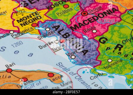 Europa, mappa dell'Albania Foto Stock