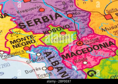 Europa, mappa del Kosovo Foto Stock