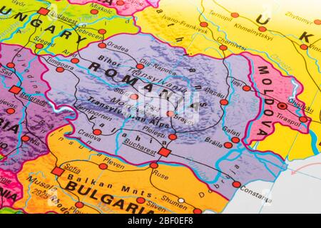 Europa, mappa della Romania Foto Stock