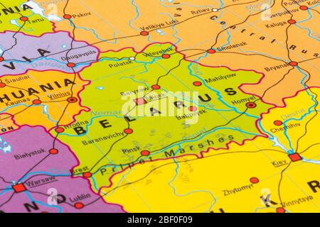 Europa, mappa della Bielorussia Foto Stock