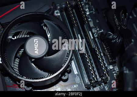 Processore AMD Ryzen 3600 e RAM Corsair in un PC per videogame Foto Stock