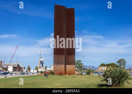 Monumento ai caduti nella lotta contro la mafia nella Piazza delle vittime del 13 a Palermo città del Sud Italia, capitale della regione autonoma della Sicilia Foto Stock