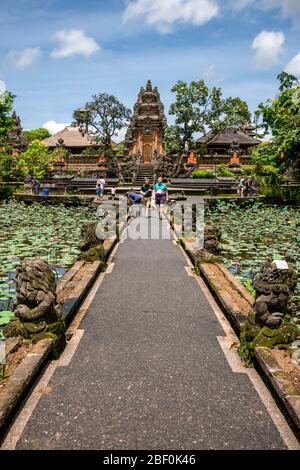 Vista verticale del Palazzo sull'acqua di Ubud a Bali, Indonesia. Foto Stock