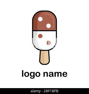 La pop-ciccia del gelato sotto forma di domino. Logo creativo Azienda produzione di gelati e prodotti dolci. Vettore Illustrazione Vettoriale