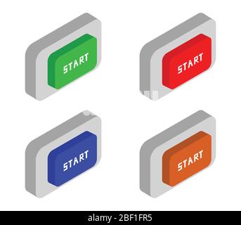 icona del pulsante di avvio isometrico illustrata in vettore su sfondo bianco Illustrazione Vettoriale