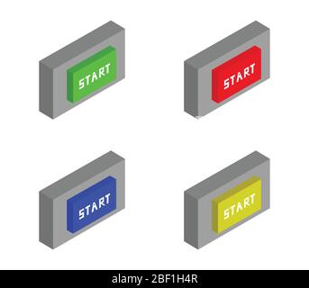 icona del pulsante di avvio isometrico illustrata in vettore su sfondo bianco Illustrazione Vettoriale