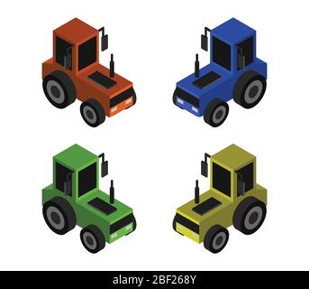 icona del trattore isometrica illustrata in vettore su sfondo bianco Illustrazione Vettoriale