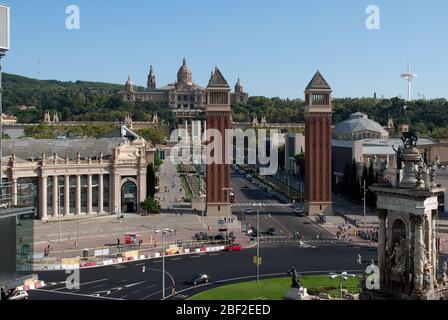 Venetian Towers Placa Espanya/ Plaza de Espana, Sants Montjuic, Barcellona, Spagna Foto Stock