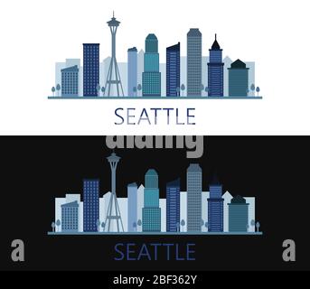 Icona di Seattle illustrata in vettore su sfondo bianco Illustrazione Vettoriale