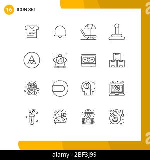 Universal Icon Symbols Gruppo di 16 moderni profili di business, simbolismo, estate, segno, magia Editable Vector Design Elements Illustrazione Vettoriale