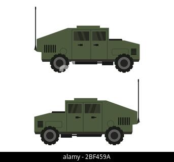 icona jeep militare illustrata in vettore su sfondo bianco Illustrazione Vettoriale