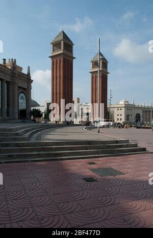 Venetian Towers Placa Espanya/ Plaza de Espana, Sants Montjuic, Barcellona, Spagna Foto Stock