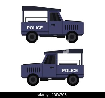 icona di polizia jeep illustrata in vettore su sfondo bianco Illustrazione Vettoriale