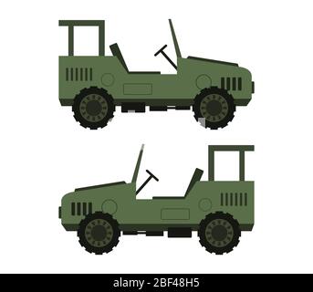 icona jeep militare illustrata in vettore su sfondo bianco Illustrazione Vettoriale