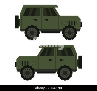 icona jeep militare illustrata in vettore su sfondo bianco Illustrazione Vettoriale