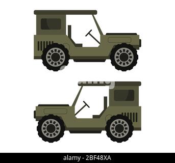 icona jeep militare illustrata in vettore su sfondo bianco Illustrazione Vettoriale