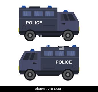 icona del pulmino di polizia illustrata in vettore su sfondo bianco Illustrazione Vettoriale