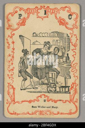 Carta da gioco. In alto: P 1 C; sotto immagine centrale: 2 Foto Stock