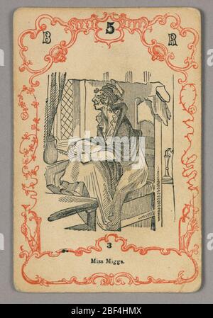 Carta da gioco. Carta numerata in alto: B 5 R; sotto immagine centrale: 3 Foto Stock