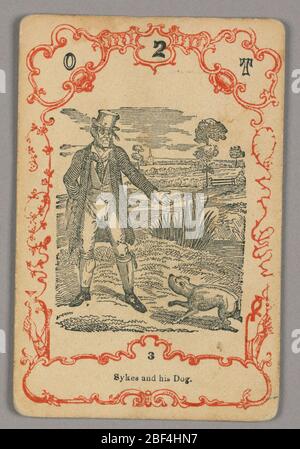 Carta da gioco. Carta numerata in alto: O 2 T; sotto immagine centrale: 3 Foto Stock