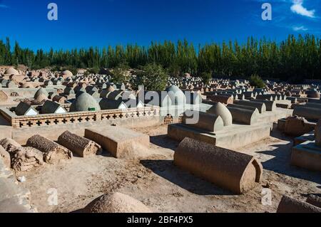 Il cimitero al Abakh Hoja mausoleo al di fuori di Kashgar città nella provincia dello Xinjiang, Cina. Foto Stock
