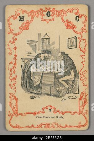 Carta da gioco. In alto: M 6 C; sotto immagine centrale: 2 Foto Stock