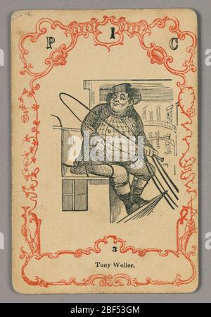 Carta da gioco. In alto: P 1 C; sotto immagine centrale: 3 Foto Stock