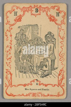 Carta da gioco. In alto: N 3 N; sotto immagine centrale: 4 Foto Stock