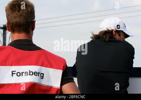 Il giocatore di NHL Peter Forsberg gioca a golf. Stoccolma / Svezia, Arlandastad, campo da golf, agosto 2007. Foto Stock