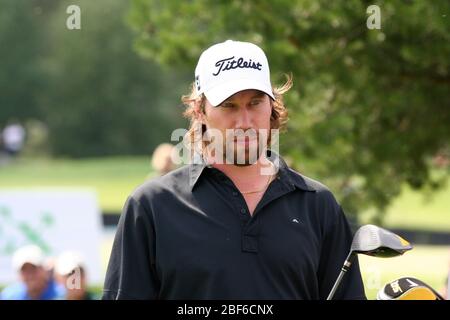 Il giocatore di NHL Peter Forsberg gioca a golf. Stoccolma / Svezia, Arlandastad, campo da golf, agosto 2007. Foto Stock