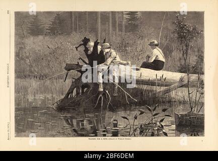 Aspettando un Bite da Harpers Weekly il 22 1874 agosto. Foto Stock