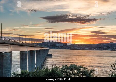 Ponte di Tay Road, Dundee City, Tay Estuary Foto Stock