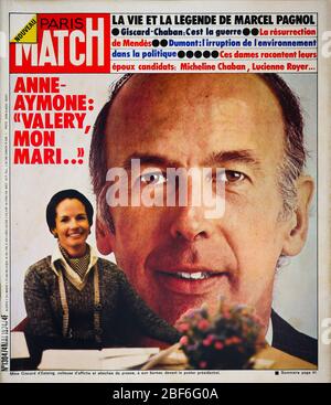Pagina iniziale della rivista francese Paris-Match, Presidente francese della Repubblica Valery Giscard d'Estaing e sua moglie Anne-Aymone, n° 1304, 1974, Francia Foto Stock