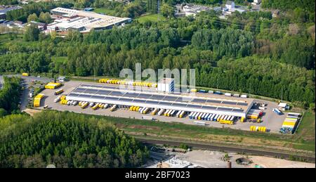 , centro logistico di DHL Freight GmbH in Dolomitenstrasse a Hagen, 09.05.2016, vista aerea, Germania, Renania Settentrionale-Vestfalia, Area Ruhr, Hagen Foto Stock