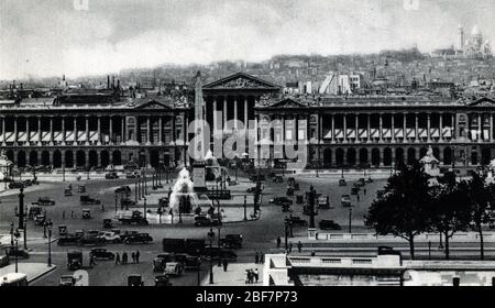 Vue de la Place de la Concorde a Paris (Place de la Concorde in Pris) carte postale 1920 environ Foto Stock