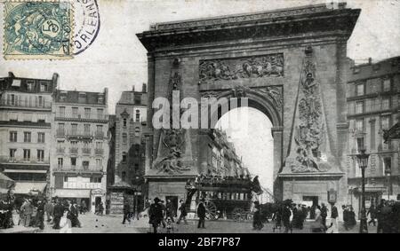 Vue du boulevard et de la porte saint denis a Paris 1912 carte postale Collection privee Foto Stock